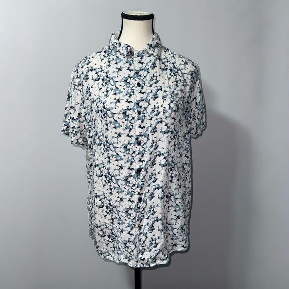 Free planet floral button down shirt women’s size medium - Picture 1 of 7